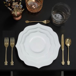 Fine Bone China Monsoon Flower Plate Set Five-Star Hotels Collection Dishes Scalloped Under Plates for Wedding Decorative