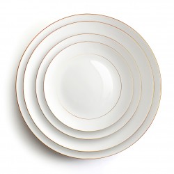 Luxury White and Gold Dinner Dish Plates Set 42% Bone China Platter for Royal Wedding Gold Edge Ceramic Charger Plate