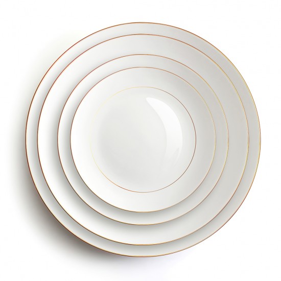 Luxury White and Gold Dinner Dish Plates Set 42% Bone China Platter for Royal Wedding Gold Edge Ceramic Charger Plate
