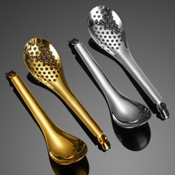 18/8 Stainless Steel Golden Caviar Slotted Spoon Metal Spherification Spoon Molecular Gastronomy Serving Spoon