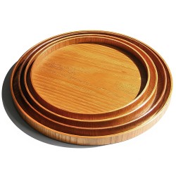 Wholesale Round Wood Serving Tray Japanese Sushi Tray Wooden Tea Dessert Tray Decorative Fruit Tray