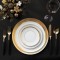 Wide Gold Rimmed Dinner Charger Plates for Wedding Fine Bone China Serving Plates Luxury Gold and White Coupe Plate Set