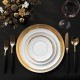 Wide Gold Rimmed Dinner Charger Plates for Wedding Fine Bone China Serving Plates Luxury Gold and White Coupe Plate Set