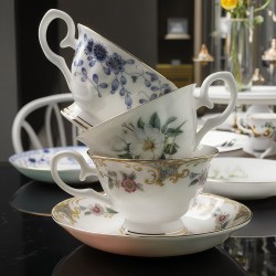 Unique British Floral Tea Cup and Saucer Set Custom Vintage Victorian Flower Teacup for Coffee and Tea