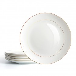 Factory Wholesale White Dinner Plates with Gold Trim 42% Bone China Crockery Assiette Porcelaine Blanc