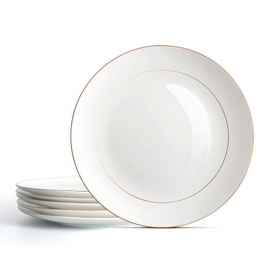 Factory Wholesale White Dinner Plates with Gold Trim 42% Bone China Crockery Assiette Porcelaine Blanc