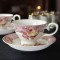 Wholesale Pink Rose Tea Cups and Saucer Set Vintage Fine Bone China Floral Teacup and Coffee Cup with Gold Rim