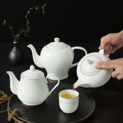 AOOSY Fine Bone China Tea Pot Set Luxury European Arabic Turkish Style Ceramic Teapot and Cup Set with Gold Trim