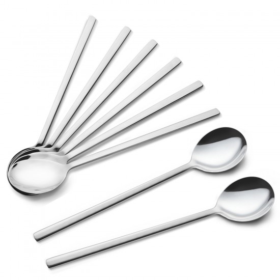 Stainless Steel Korean Style Long Spoon Black Silver Gold Metal Round Tablespoon Salad Serving Spoon