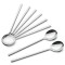 Stainless Steel Korean Style Long Spoon Black Silver Gold Metal Round Tablespoon Salad Serving Spoon