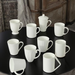 Modern Fancy Bone China Coffee Mugs Factory Custom Printing White Ceramic Drinkware Cup for Gift