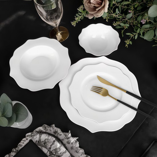 Customizable Logo Italian French Style Petal Plate for Wedding Premium Hotel Bone China Scallop Flower Charger Plates