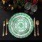 Custom Green Floral Charger Plates for Wedding Fine Bone China Green and White Dinner Plates Sets Dinnerware