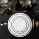 Customizable Black Rim Charger Plates for Wedding Bone China White and Black Dinner Dishes Black Trim Ceramic Dinnerware