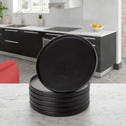Wholesale Ceramic Flat Sushi Plate Matte Black Porcelain Appetizer Salad Dessert Plates for Restaurant