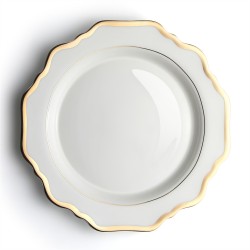 Factory Custom Design Gold and White Flower Dinner Plates Wedding Festive Bone China Decorative Plate