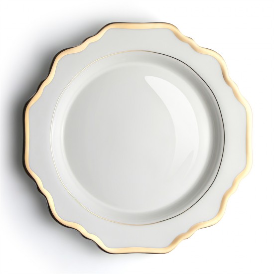 Factory Custom Design Gold and White Flower Dinner Plates Wedding Festive Bone China Decorative Plate