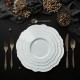 Customizable Logo White Scalloped Dinner Plates Fine Bone China Daisy Wedding Plates Flower Shaped Charger Plate